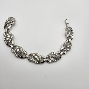 Dazzling Vintage Silver And rhinestone Trafari Bracelet